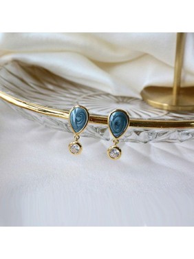 Elegant Blue Waterdrop CZ 925 Sterling Silver Dangling Earrings