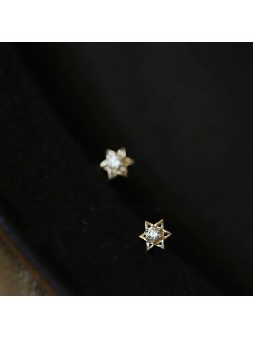 Gift Shining CZ Hexagram Star 925 Sterling Silver Stud Earrings