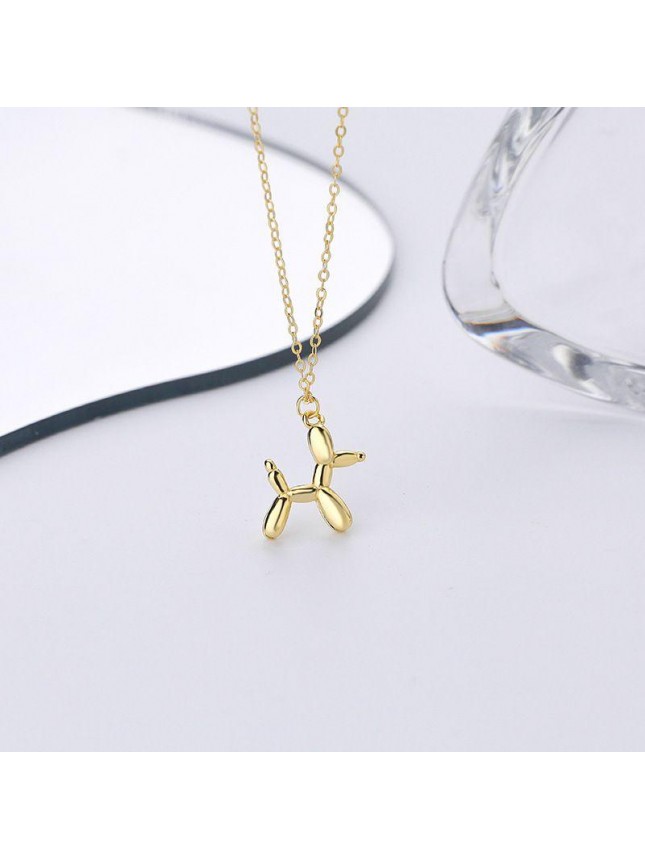Cute Balloon Dog Animal 925 Sterling Silver Necklace