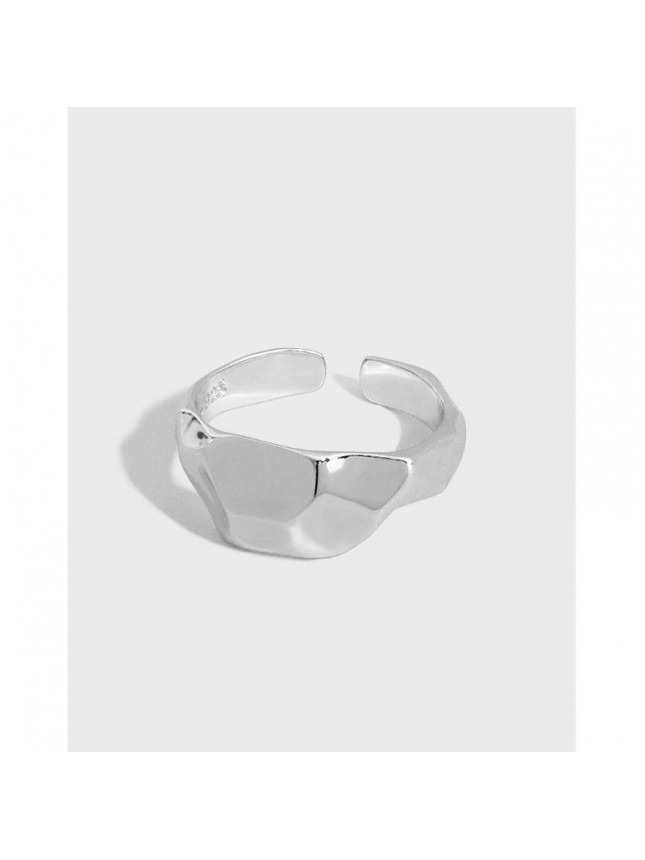 Geometry Irregular Concave 925 Sterling Silver Adjustable Ring