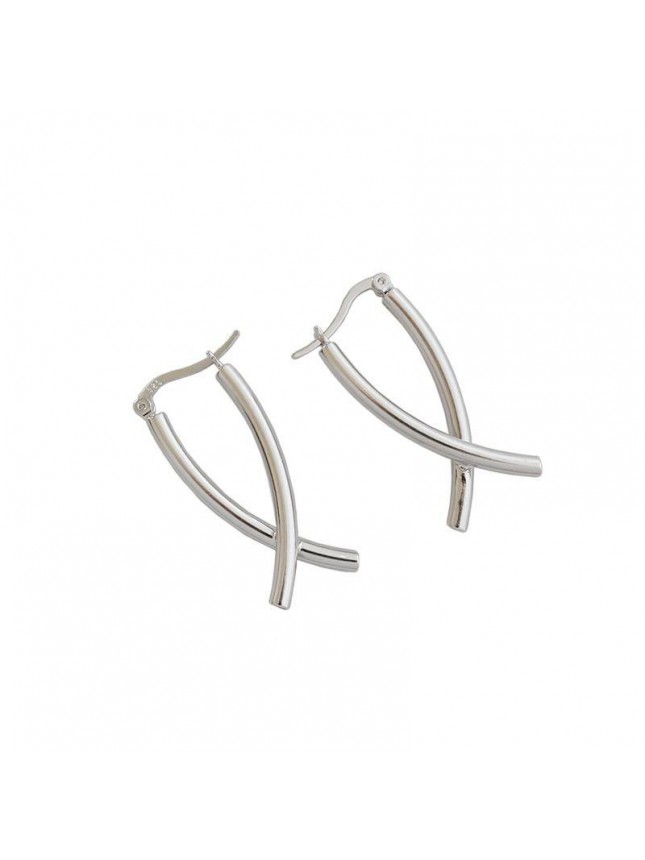 Simple Cross  X Shape 925 Sterling Silver Dangling Earrings