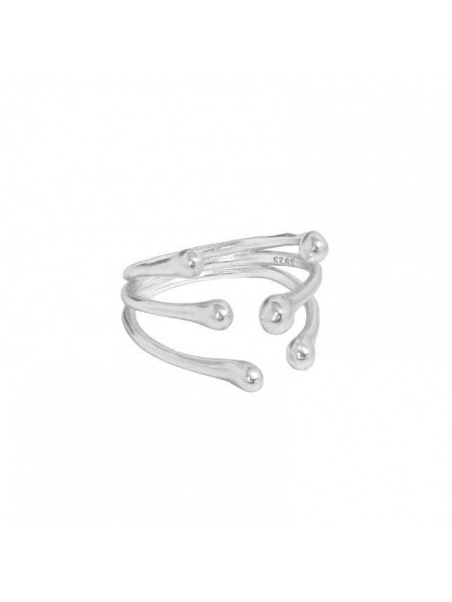 Fashion Irregular Beads Branch 925 Sterling Silver Adjustable Ring