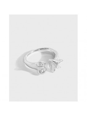 Fashion Bones Irregular 925 Sterling Silver Adjustable Ring