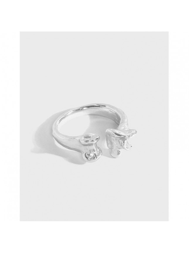 Fashion Bones Irregular 925 Sterling Silver Adjustable Ring
