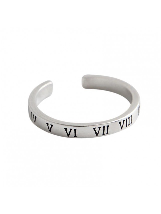 Vintage Roman Numerals VI VII 925 Sterling Silver Adjustable Ring