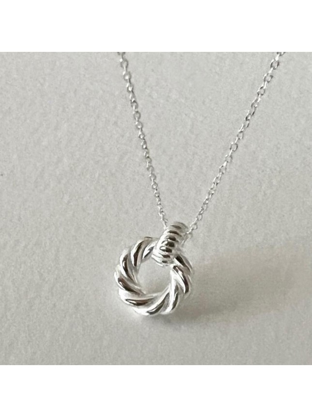 Casual Hollow Round Twisted Circle 925 Sterling Silver Necklace