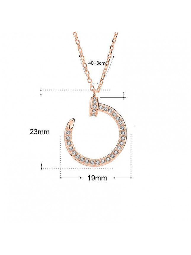 Fashion CZ Circle Nail 925 Sterling Silver Necklace