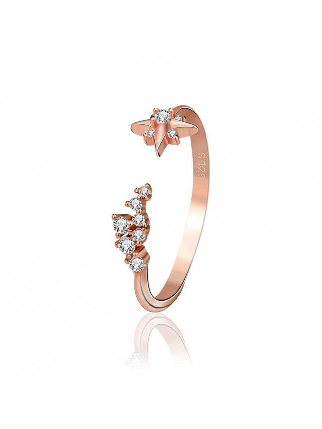 Elegant Rose Gold CZ Stars 925 Sterling Silver Ring