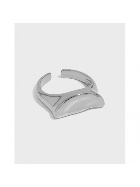 Minimalist Geometry Moon 925 Sterling Silver Adjustable Ring