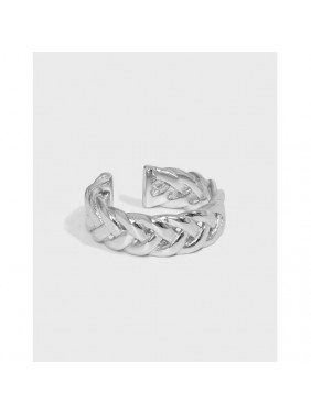 Fashion Hollow Twisted 925 Sterling Silver Adjustable Ring