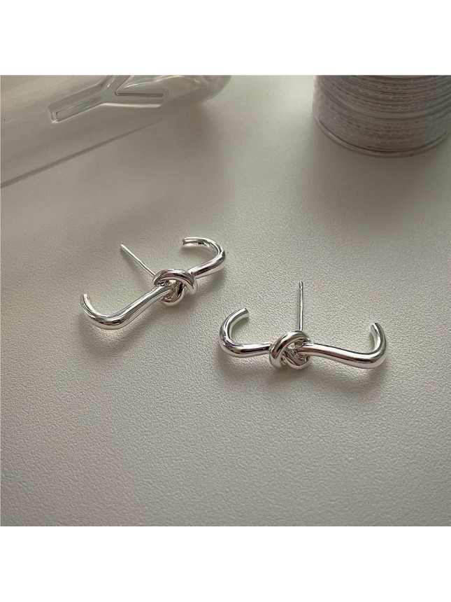 Holiday Knot Rope Fashion 925 Sterling Silver Stud Earrings