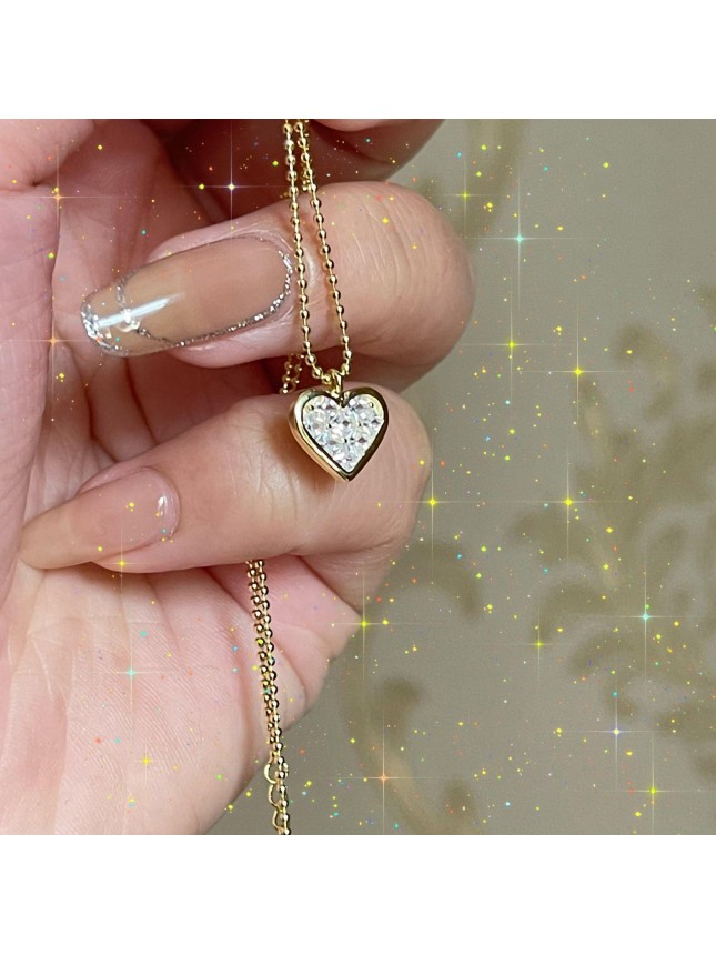 Anniversary Shining CZ Heart 925 Sterling Silver Necklace
