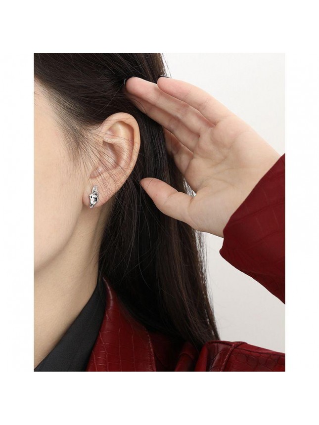 Geometry Irregular Pods 925 Sterling Silver Stud Earrings