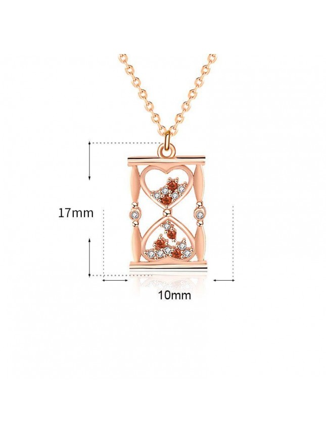 Gift CZ Heart Hourglass 925 Sterling Silver Necklace