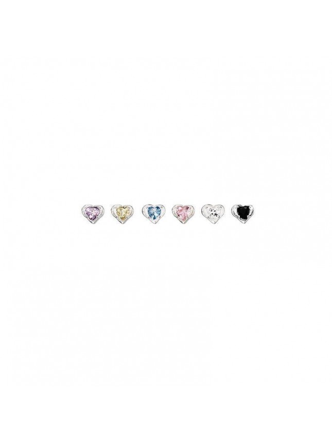 Cute Mini Irregular Colorful CZ Heart 925 Sterling Silver Stud Earrings