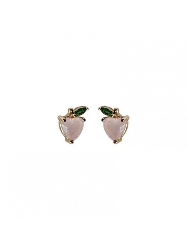 Girl Pink CZ Honey Peach 925 Sterling Silver Stud Earrings