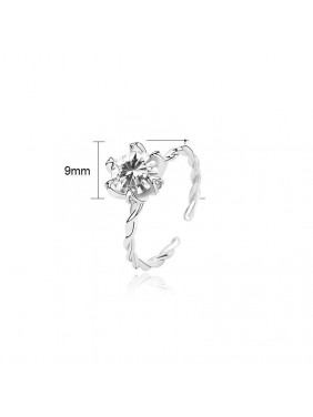 Fashion Six Claw CZ 925 Sterling Silver Adjustable Ring