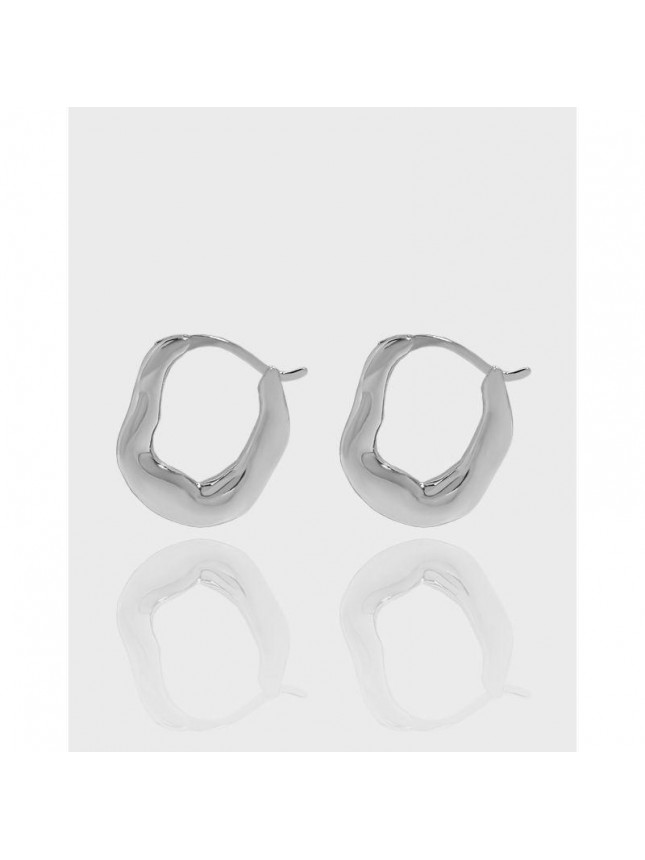 Gift Irregular Letter U Shape 925 Sterling Silver Hoop Earrings