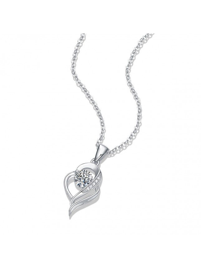 Gift Moissanite CZ Irregular Heart 925 Sterling Silver Necklace