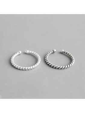 Vintage Twisted Simple 925 Sterling Silver Adjustable Ring