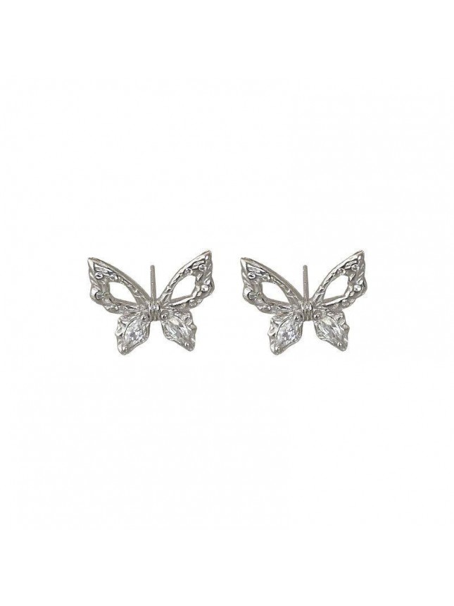 Holiday Hollow Flying Butterflies 925 Sterling Silver Stud Earrings