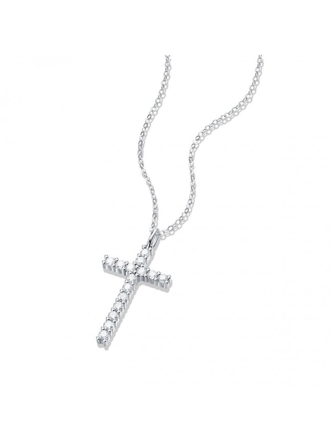 Classic Moissanite CZ Cross 925 Sterling Silver Necklace