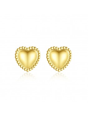 Honey Moon  Heart Beads Border 925 Sterling Silver Stud Earrings
