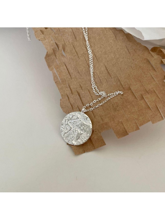 Party Round The Compress Map 925 Sterling Silver Necklace
