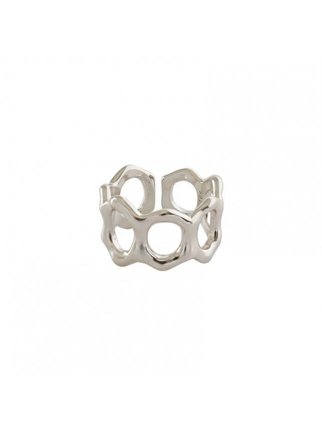 Geometry Hollow Holes 925 Sterling Silver Adjustable Ring