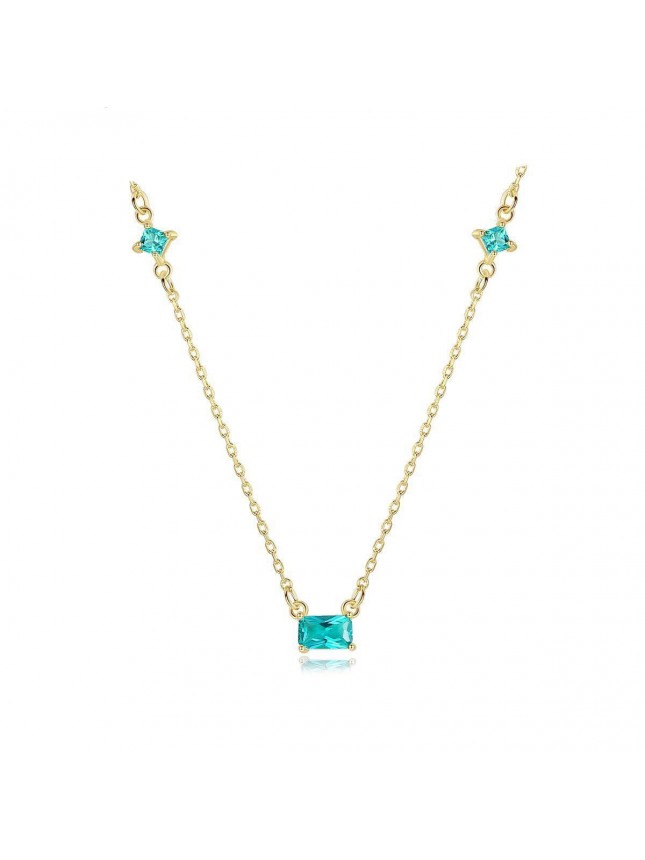 Elegant Created Olive Emerald Rectangle Sterling Silver Necklace