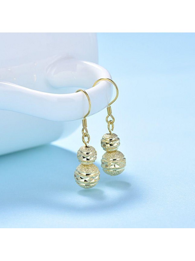 New Round Frosting Beads 925 Sterling Silver Dangling Earrings