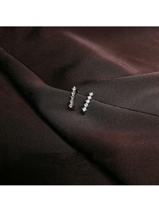 Fashion Rhombu CZ Lines 925 Sterling Silver Non-Pierced Earrings