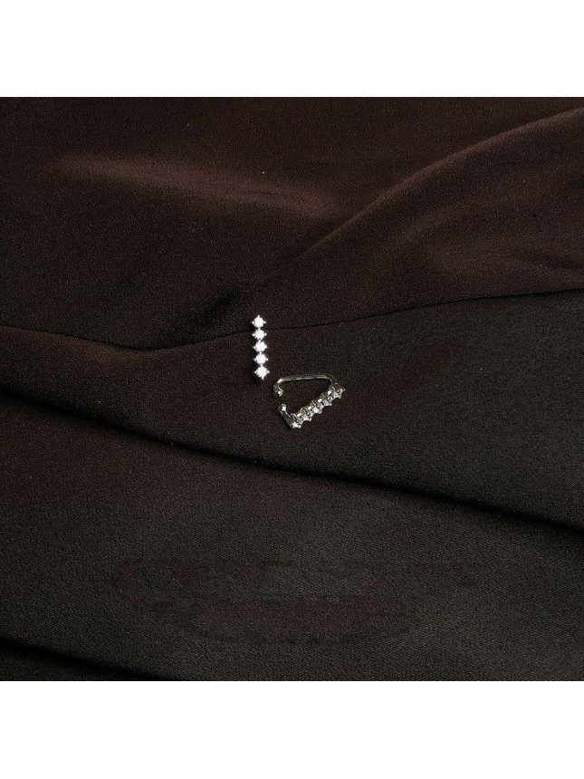 Fashion Rhombu CZ Lines 925 Sterling Silver Non-Pierced Earrings