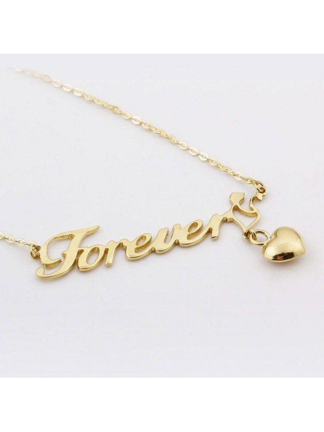 Honey Moon Forever Letters Heart 925 Sterling Silver Necklace