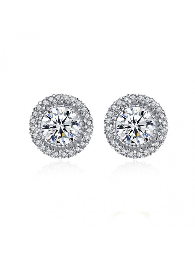 Classic Round CZ Hot 925 Sterling Silver Stud Earrings