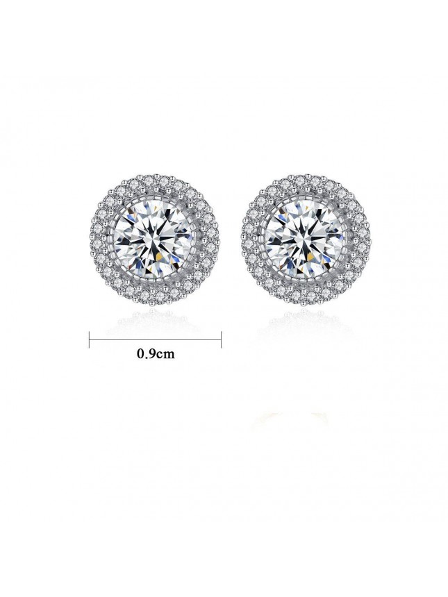Classic Round CZ Hot 925 Sterling Silver Stud Earrings