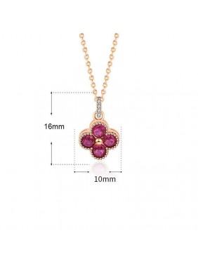 Beautiful Pink CZ Four Leaf Clover 925 Sterling Silver Necklace