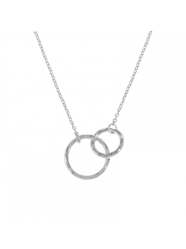 Fashion Double Mother Child Circles Cross 925 Sterling Silver Necklace