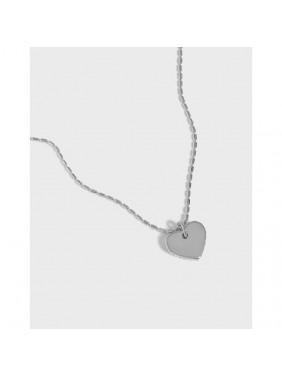 Women tube Beads Heart 925 Sterling Silver Necklace