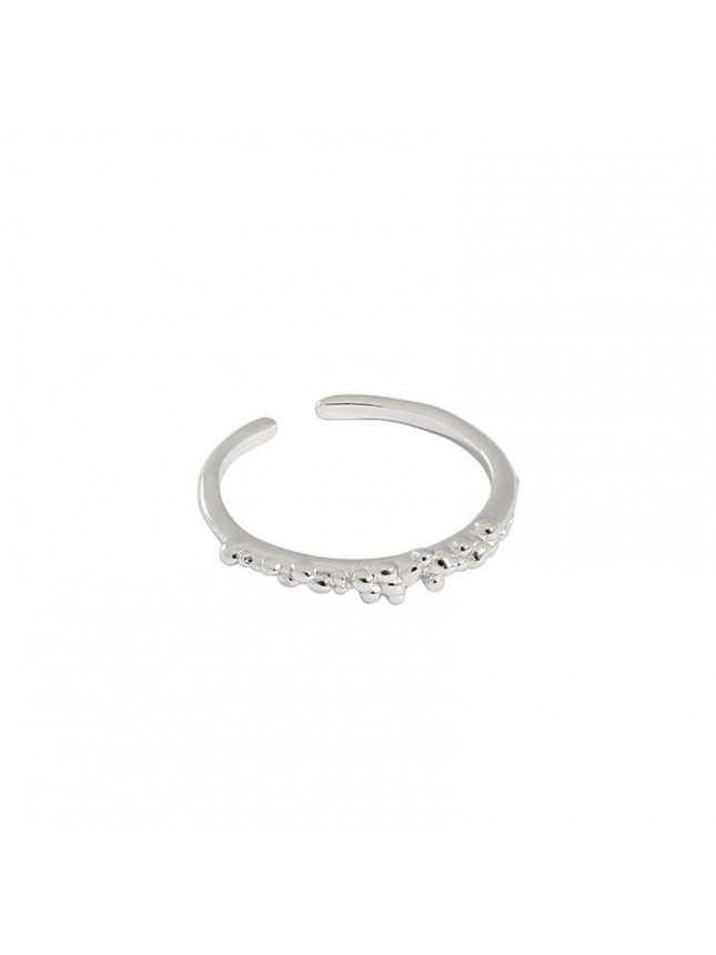 Simple Round Bubbles Beans 925 Sterling Silver Adjustable Ring