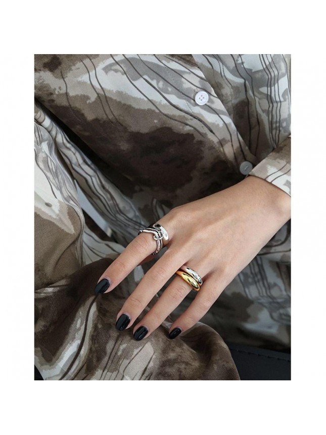 Masculine Fashion Irregular Knot 925 Sterling Silver Adjustable Ring