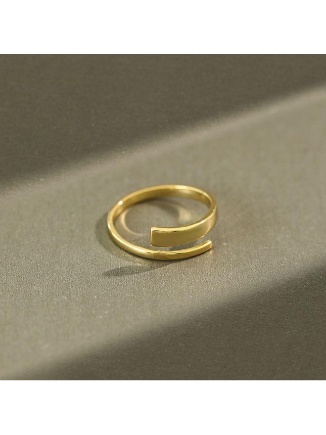 Simple Minimalist Geometry Lines 925 Sterling Silver Adjustable Ring