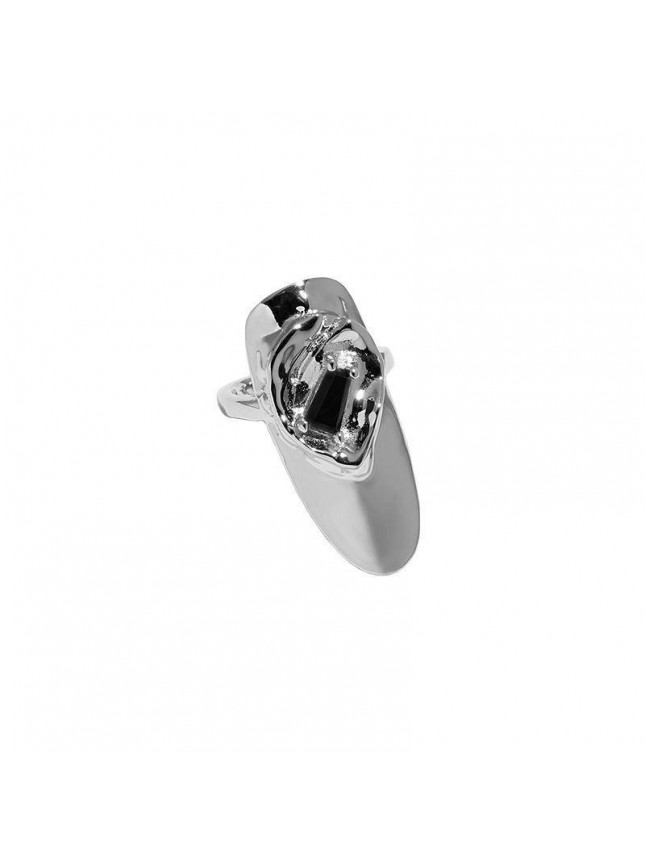 Fashion CZ Geometry 925 Sterling Silver Adjustable Nail Ring