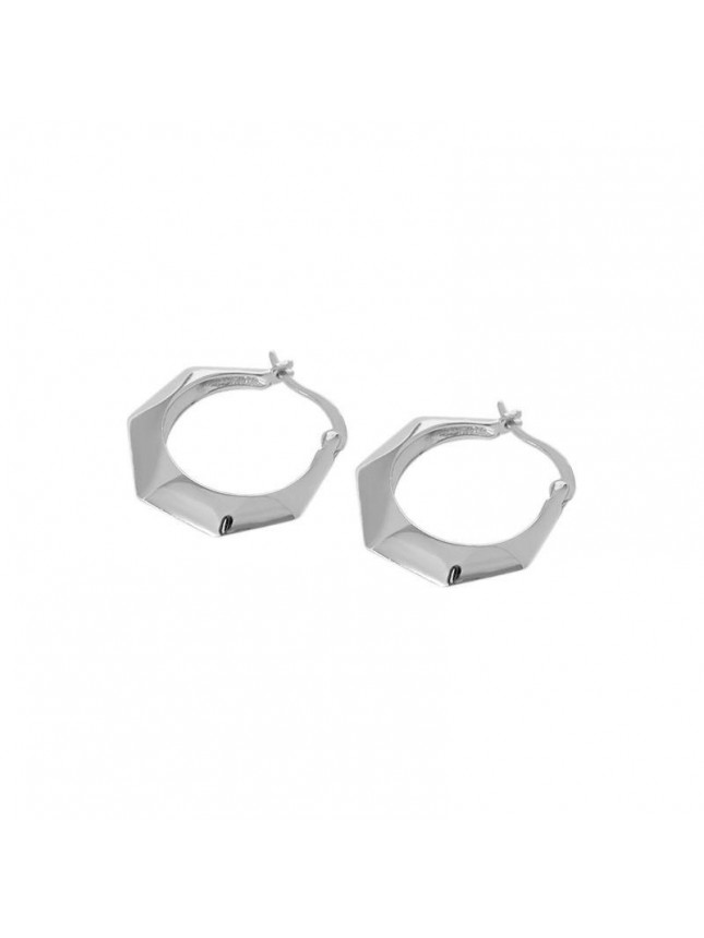 Casual Geometry Hollow Hexagon 925 Sterling Silver Hoop Earrings