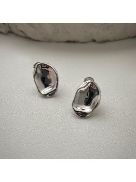 Holiday Irregular Geometry Stones 925 Sterling Silver Stud Earrings