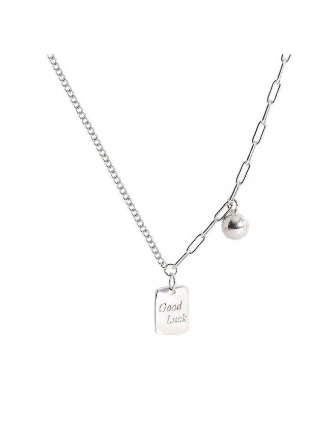 Gift Good Luck Rectangle Drop 925 Sterling Silver Necklace