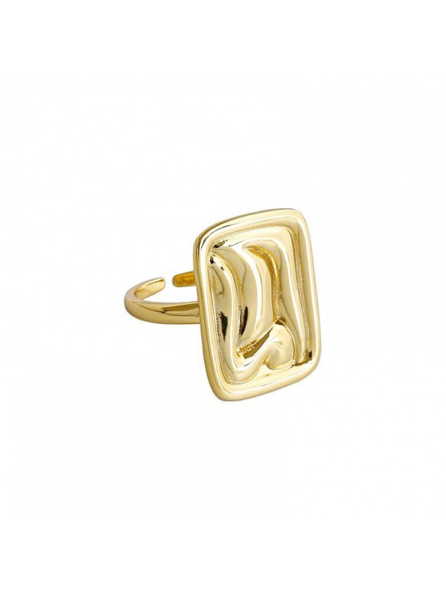 Geometry Sand Beach Aquare 925 Sterling Silver Adjustable Ring