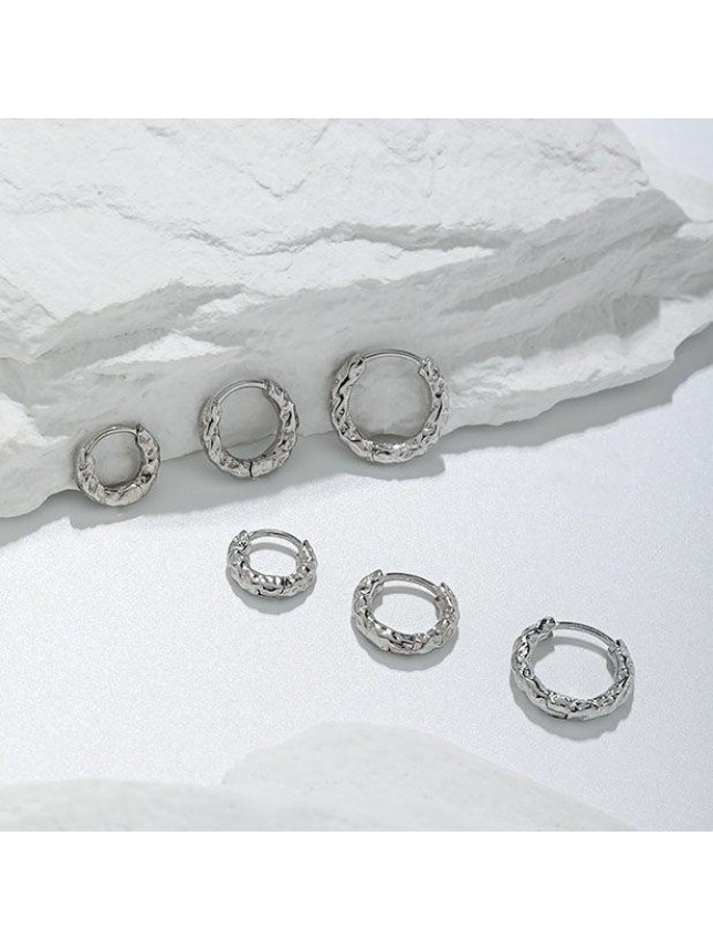 Simple Mini Irregular Circle Geometry 925 Sterling Silver Huggie Hoop Earrings