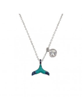 Party Starry Shining Fish Tail CZ 925 Sterling Silver Necklace