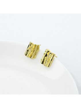 New Folding Paper Square 925 Sterling Silver Stud Earrings